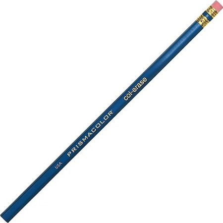 Dymo COL-ERASE PENCIL WITH ERASER, 0.7 MM, 2B #1, BLUE LEAD, BLUE BARREL, DOZEN, 12PK SAN20044